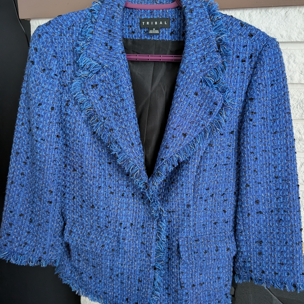 Tribal Women's Textured Blue Blazer